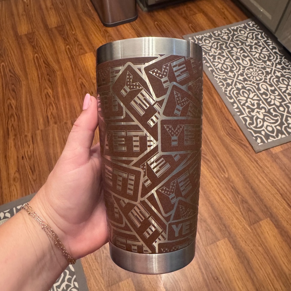 Yeti Silver and Brown Accent Tumbler - Picture 2 of 4